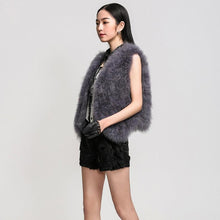 Load image into Gallery viewer, Natural Turkey Fur Vest Stylish Puff Fur Vest Real Fur Vest Female