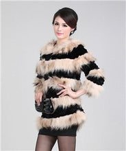 Load image into Gallery viewer, Real Raccoon &amp; Rabbit Fur Coat Jacket Overcoat Bright Color Commuter Style FS13011