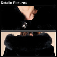 Load image into Gallery viewer, Long Winter Outwear Natural Rex Rabbit Fur Overcoat with Fox Fur Trim Hood