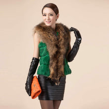 Load image into Gallery viewer, Natural Rabbit Fur Knitter Sweater Long Vest Waistcoat Jacket