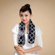 Load image into Gallery viewer, Real REX Rabbit Fur Scarf Wrap Cape Shawl Neck Warmer Women Scarf Flower Decoration FS14509