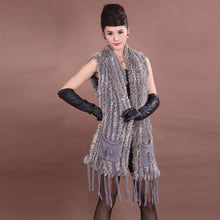 Load image into Gallery viewer, Knitted Natural Rabbit Fur Vest Double Wear Design Spring Autumn Tunic Waistcoat