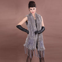 Load image into Gallery viewer, Knitted Natural Rabbit Fur Vest Double Wear Design Spring Autumn Tunic Waistcoat