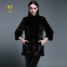 Load image into Gallery viewer, Women&#39;s Genuine Mink Fur Coat Women Pure Black Color Outerwear 161205