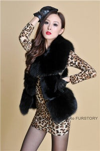 Natural Fox Fur Vest Waistcoat Jacket Coat Womens' Dress