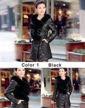 Load image into Gallery viewer, Genuine Leather Women&#39;s Winter Down Coat Real Fox Fur Collar Decoration Female Outwear