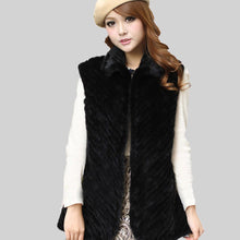 Load image into Gallery viewer, Women&#39;s Real Mink Fur Vest Diagonal Stripes Design Real Fur Vest Female 15225