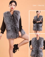 Load image into Gallery viewer, Natural Silver Fox Fur Vest Lamb Leather Luxury Fur Waistcoat Jacket