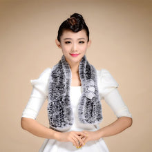 Load image into Gallery viewer, Real REX Rabbit Fur Scarf Flower Decoration Wrap Cape Shawl Neck Warmer Various Colors Soft Fur FS14507