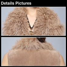 Load image into Gallery viewer, Genuine Pig Leather Suede Women&#39;s Vest  with Real Lamb Fur Collar