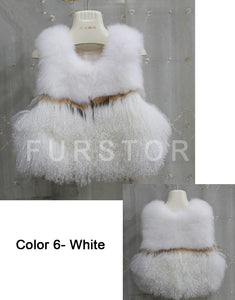 Natural Fox Fur +lamb Fur Vest Raccoon Decoration Waistcoat Jacket