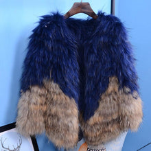 Load image into Gallery viewer, Women's Real Knitted Raccoon Fur  Coat Winter Fashion Patchwork Jacket 161172