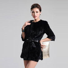 Load image into Gallery viewer, Women&#39;s Natural Mink Fur Coat with Belt Three Quarter Three Quarter