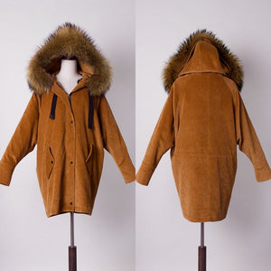 FS17147 Women spring winter Parka Fashion Coat with Real Rabbit Fur inside Warm Jacket with Real fur Hood Fur Story