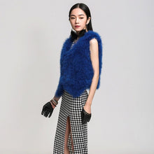 Load image into Gallery viewer, Natural Turkey Fur Vest Stylish Puff Fur Vest Real Fur Vest Female