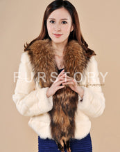 Load image into Gallery viewer, Rabbit Fur Coat Women&#39;s with Big Raccoon Fur Collar Real Natural Fur Coats Female