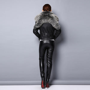 Women Fur Coat Real Sheep Leather Jacket Female Genuine Leather Coat 151247