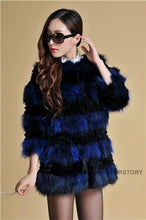 Load image into Gallery viewer, Real Raccoon &amp; Rabbit Fur Coat Jacket Overcoat Bright Color Commuter Style FS13011