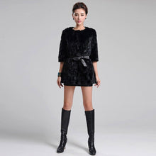 Load image into Gallery viewer, Women&#39;s Natural Mink Fur Coat with Belt Three Quarter Three Quarter
