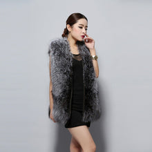 Load image into Gallery viewer, Women&#39;s Real Silver Fox Fur Vest Full Pelt  Zipper Style Natural Color