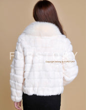 Load image into Gallery viewer, Real Rabbit Fur Coat Fox Fur Collar and Cuff Jacket Overcoat Womens&#39; Garment Winter Coat FS13074