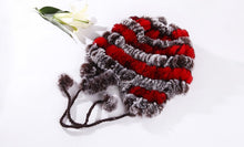 Load image into Gallery viewer, Real knitted Rex rabbit fur hat Beanie skullies cap ear muff earwarmer 060123