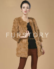 Load image into Gallery viewer, Real Rabbit Head Fur Coat Overcoat Jacket Womens&#39; Top Garment Gilet Winter Dress Long Version Fur Story FS13017