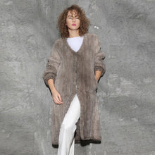 Load image into Gallery viewer, Women&#39;s Genuine Knitted Mink Fur Coat Long Coat Cardigan Female 16166