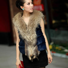 Load image into Gallery viewer, Natural Rabbit Fur Knitter Sweater Long Vest Waistcoat Jacket