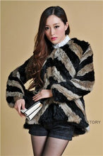 Load image into Gallery viewer, Real Tight-knitted Rabbit Fur Coat Jacket Womens&#39; Dress Ladies Garment 13002