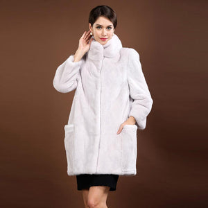 Women's Genuine Mink Fur Coat Stand Collar Natural Fur Women Jacket 16061