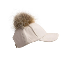 Load image into Gallery viewer, Women Baseball Cap with Fluffy Real Fur Detachable Pompom Streetwear Hip Hop Cool Hat Fur Story 17606