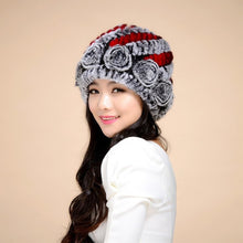 Load image into Gallery viewer, Women&#39;s Winter Hat Knitted Real REX Rabbit Fur Hat Top Quality Beanie Hat 14602