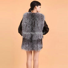 Load image into Gallery viewer, Natural Silver Fox Fur Vest Lamb Leather Luxury Fur Waistcoat Jacket