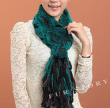 Load image into Gallery viewer, Real REX rabbit fur scarf wrap cape shawl neck warmer in fashion Blue Fur Story FS13502