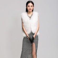 Load image into Gallery viewer, Natural Turkey Fur Vest Stylish Puff Fur Vest Real Fur Vest Female