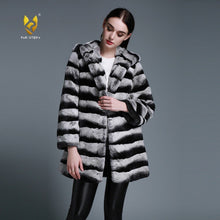 Load image into Gallery viewer, Women&#39;s Genuine Rabbit Fur Coat  with Fur Hood Winter Female Overcoat 15190