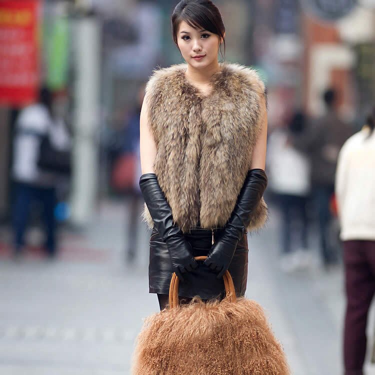 natural raccoondog fur vest waistcoat coat jacket overcoat thick and warm Shipping free