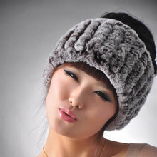 Load image into Gallery viewer, Real Rex rabbit fur hat scarf wool Beanie hat cap neck warmer double use FS13608