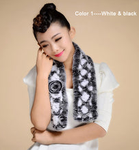 Load image into Gallery viewer, Real REX Rabbit Fur Scarf Wrap Cape Shawl Neck Warmer Women Scarf Flower Decoration FS14509