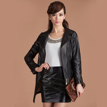 Load image into Gallery viewer, Genuine Sheep Leather Jacket Windbreak Long Lamb Leather Outer Coat