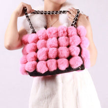 Load image into Gallery viewer, LARGE size  lovely Real Rabbit Fur ball bag handbag side bag Shoulder bag totes size 24*30 FS040106