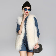 Load image into Gallery viewer, Women&#39;s Real Lamb Fur Vest Natural Fur Waistcoat Furry Sleeveless Garment 16202