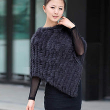 Load image into Gallery viewer, Knitted rabbit fur shawl poncho stole cape scrap wrap wemen&#39;s garment 6 colors FS070102