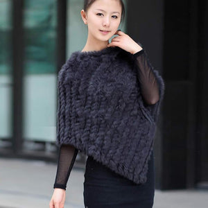 Knitted rabbit fur shawl poncho stole cape scrap wrap wemen's garment 6 colors FS070102