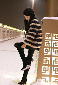 Knitted Rabbit Fur Coat Jacket Vest Sweater Long and Short Version 13003