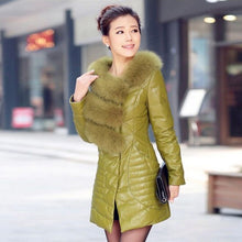 Load image into Gallery viewer, Genuine Leather Women&#39;s Winter Down Coat Real Fox Fur Collar Decoration Female Outwear