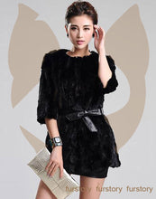 Load image into Gallery viewer, Women&#39;s Natural Mink Fur Coat with Belt Three Quarter Three Quarter