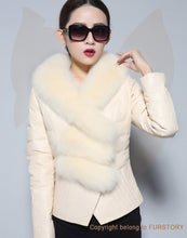 Load image into Gallery viewer, Genuine Sheep Leather Down Jacket Fox Fur Collar Thick Jacket Winter Overcoat