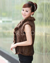 Load image into Gallery viewer, Natural Mink Fur Vest Female Flounce Decoration Placket Design Sleeveless Women&#39;s Mink Vest
